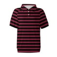 thumbnail image 7 of Outfmvch Short Sleeve Blouses for Women Athletic Shirts Women Casual Vacation Outfits Women Shirt Polo Shirts for Women Golf Shirts for Woman Striped Shirt Wine S, 7 of 7