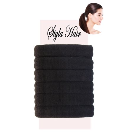Premium Hair Ties for Thick Hair Heavy or Curly Hair (6 Pack) No Damage Scrunchie, No Slipping, Breakage, or Stretching Out Ponytail Holder. Seamless Hair Elastics (Black Standard (Best Way To Remove Hail Damage From Car)