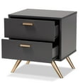 thumbnail image 3 of Baxton Studio Kelson Modern Dark Grey and Gold Finished Wood 2-Drawer Nightstand, 3 of 5