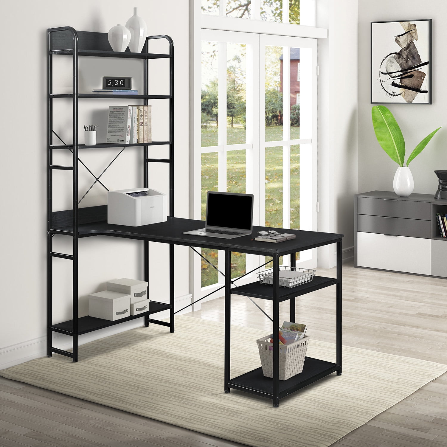 desk bookshelf black