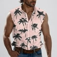 thumbnail image 2 of ZCFZJW Hawaiian Shirts for Men Lightweight Casual Summer Tropical Palm Tree Print Sleeveless Button Down Graphic Beach Tank T-Shirts Tops with Double Chest Pockets Pink XL, 2 of 5