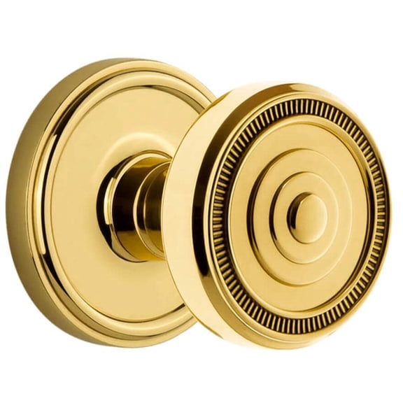 Grandeur Geosol_Prv_234_Cs Soleil Solid Brass Privacy Door Knob Set - Brass