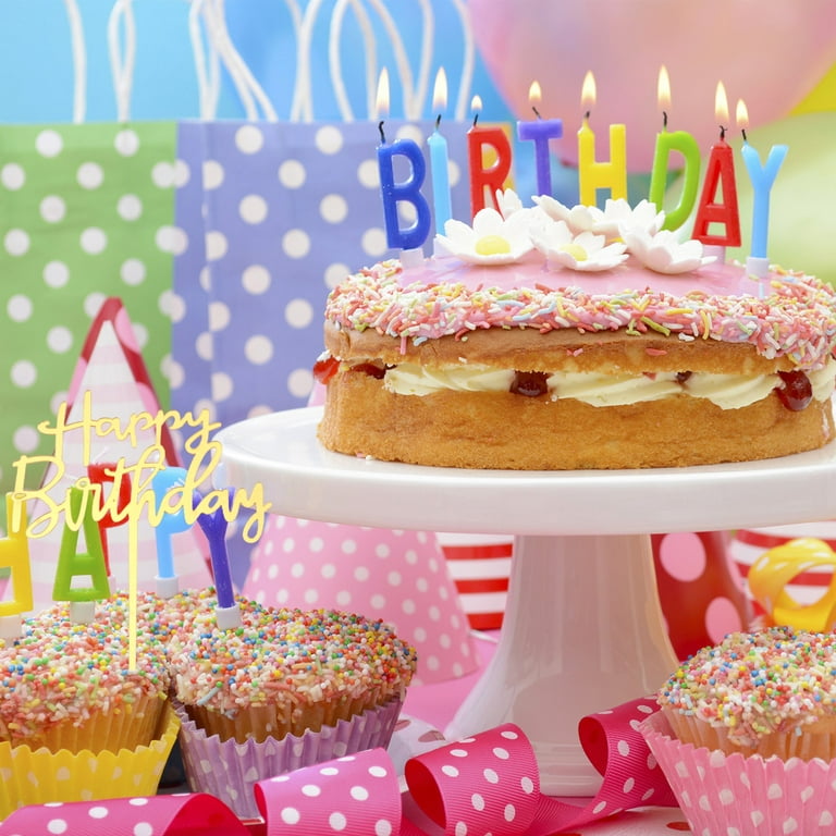 NUOLUX 10PCS Cake Topper Acrylic Birthday Cake Insert Dessert Table  Supplies 