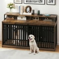 thumbnail image 4 of Uforic XL Heavy Duty Dog Crate Furniture with LED Lighting and Power Outlets, 70" TV Stand Large Metal Dog Kennel - Rustic Brown, 4 of 10