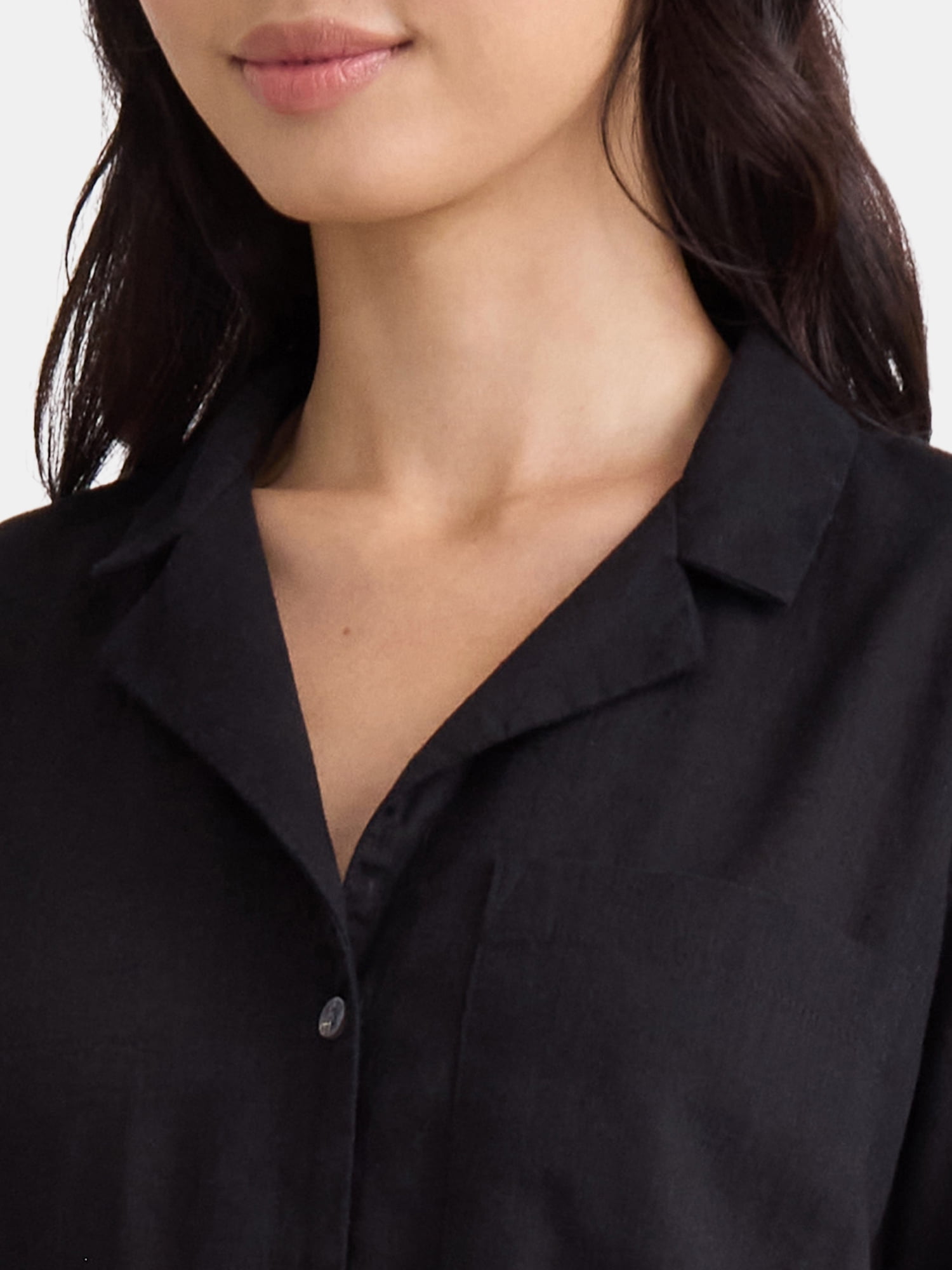 Time and Tru Women’s Cropped Camp Shirt, Sizes XS-XXXL