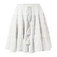thumbnail image 6 of MIXUE Skirts For Women Summer Solid Color Elastic High Waist A Line Ruffle Knee Length Casual Beach Party Skirt Sportswear,White,S, 6 of 6