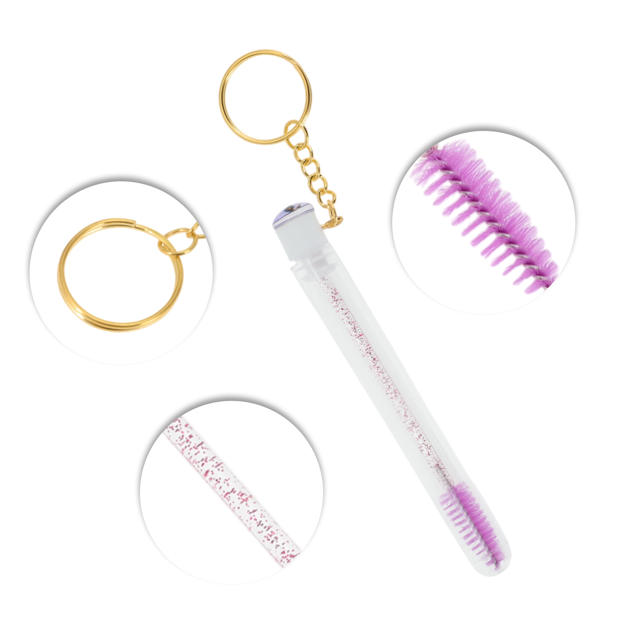 Unique Bargains 1 Pc Compact Eyelash Brush in Tube Design with Gold-Tone Buckle Purple