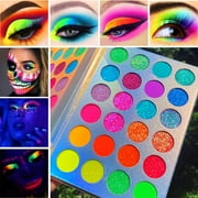 Neon Eyeshadow Palette Glow in Dark, Afflano Colorful Bright Eyeshadow Pallet Neon Luminous Glitter UV Glow Blacklight, Fluorescent Rainbow Eye Shadows Neon Pigments for Face Body Painting Makeup