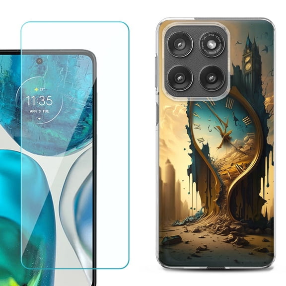 Shockproof Phone Case for Motorola Moto Edge 2026, by OneToughShield - Melting Clock