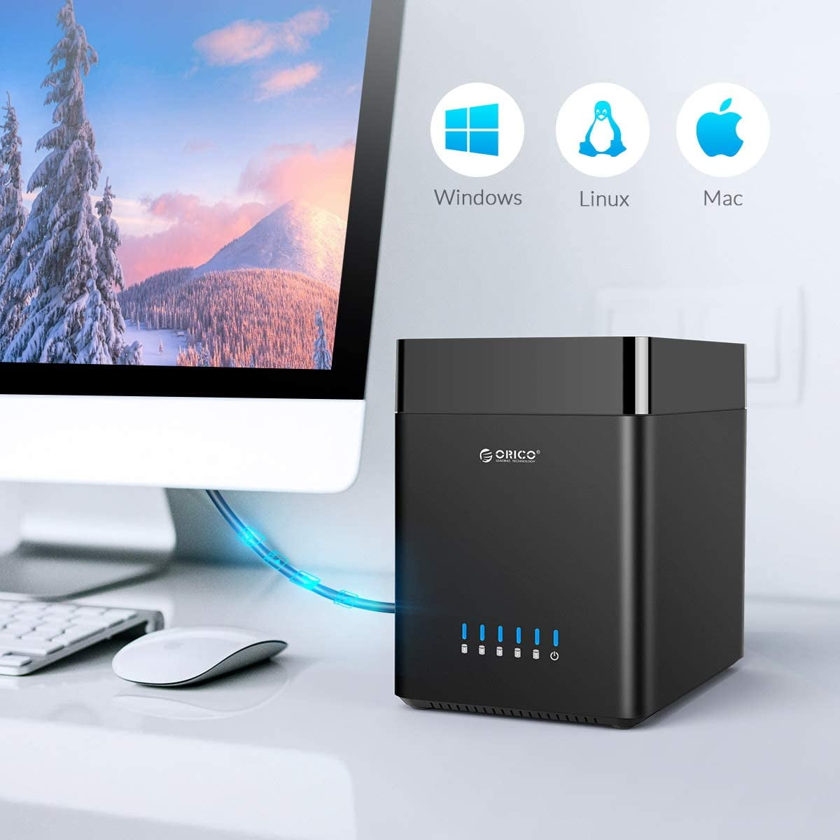 ORICO 3.5/2.5 inch 5 Bay Hard Drive Docking Station USB C to SATA 5Gbps External Hard Drive Enclosure up to 5*16TB,Built-in Fan for Data Backup