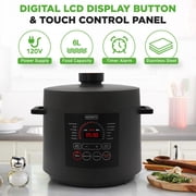 طباخ الضغط الكهربائي NutriChef بسعة 6 كوارت - طباخ ضغط رقمي ذو 9 وظائف - وقت ودرجة حرارة قابلان للتعديل - طهي، خبز، بخار، طهي على نار خفيفة - 13.1 x 11.4 بوصة - أسود