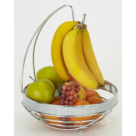 - Simplify Round Fruit Basket with Banana Tree, Chrome Pave Diamond Design