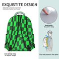 thumbnail image 5 of Green and Black Wavy Checkered Backpack for School, Cute School Bag with Adjustable Shoulder Straps and Padded Back, 15.3"x11"x7.1", 5 of 5