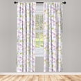 thumbnail image 4 of Ambesonne Spring Window Curtains, Meadow Herbal Botany Art, Each 28" W x 84" L, Lime Green Pale Pink, 4 of 4