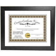 CreativePF [ZXK7-11x14bk-w] Black Document Frame Displays 8.5 by 11-inch with Mat or 11 by 14-inch Certificate, Graduation, University, Diploma Frames with Stand & Wall Hanger