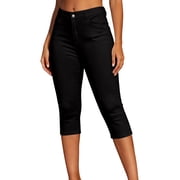 LAJPXKHY Capri Leggings for Women Summer Casual Slim Fitted Mid Waisted Outdoor Activity Trendy Ladies Capris with Pockets