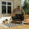 thumbnail image 3 of 360° Swivel Egg Chair, Oversized Patio Rotating Basket Chair, Waterproof, Steel Frame & Metal Base, PE Rattan Lounge Chair for Indoor & Outdoor Porch Living Room Backyard, 3 of 7
