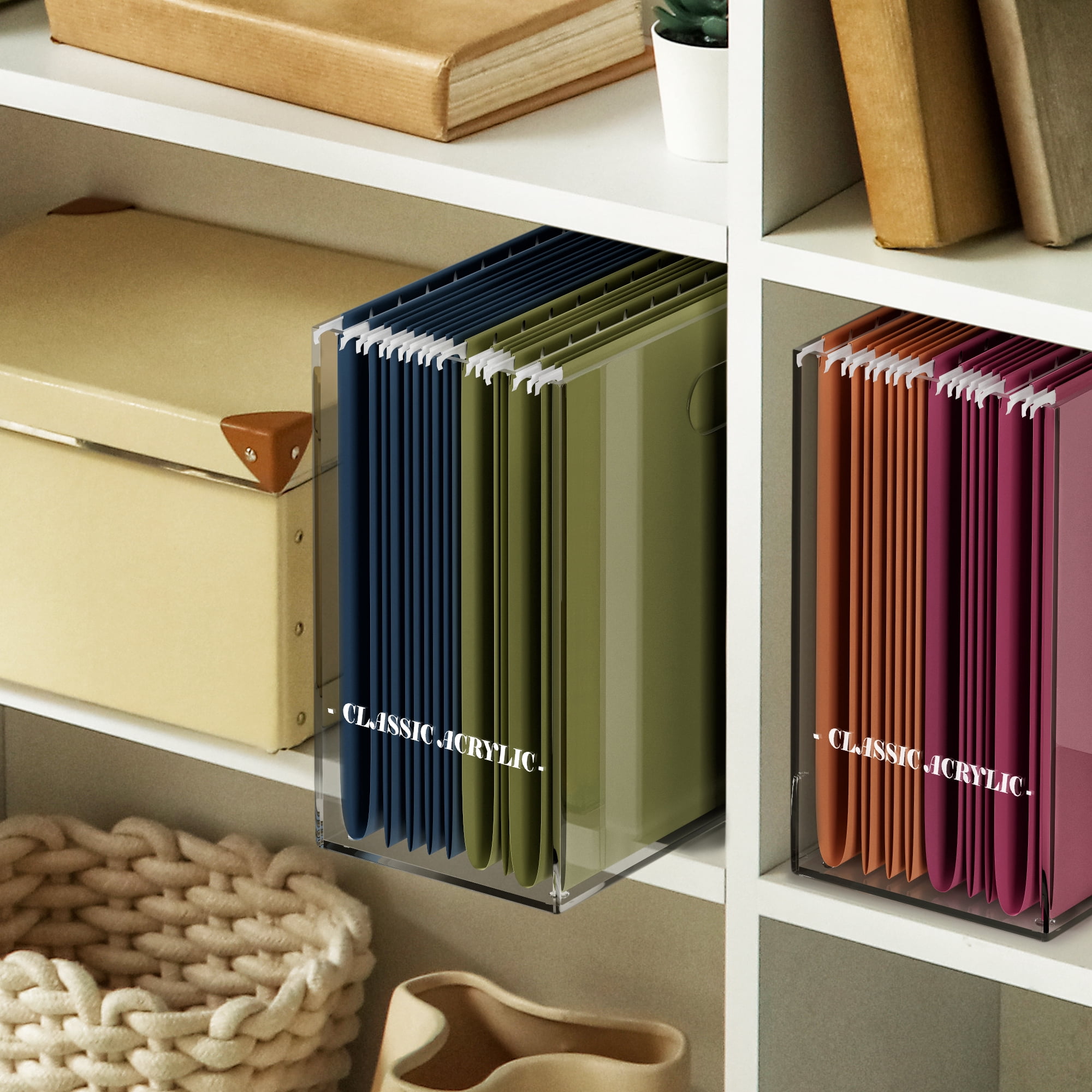CLASSIC ACRYLIC File Organizer for Home and Office Organization, Clear, 10"x12.2"x5.5"