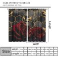 thumbnail image 4 of Red Rose Marble Curtains, Gold Red Rose Flower Window Treatments Rustic Retro Golden Leaves Marble Hexagon Texture Blackout Drapes for Bedroom Kitchen Living Room W52xL84in, 4 of 6