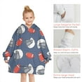 thumbnail image 6 of Blue Football Helmets and Balls Pattern Blanket Hoodies for Kids 6-13YR Oversize Wearable Blanket Hoodies for Boys Girls Teens, 6 of 7