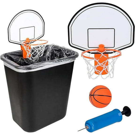 ArtCreativity Trash Can Basketball Set – Clip-On Hoop, Backboard, Inflatable Ball & Pump – Fun Indoor Game for Kids 6 , Adults