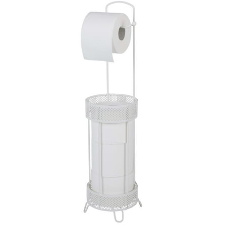 ELLE Paris La Croix Freestanding Steel Toilet Paper Holder & Dispenser in White