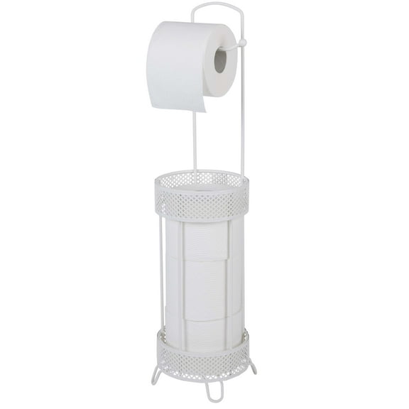 ELLE Paris La Croix Freestanding Steel Toilet Paper Holder & Dispenser in White