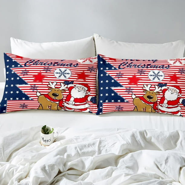 Santa Claus Bedding Set Merry Christmas Bed Sheet Set Xmas Tree
