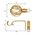 thumbnail image 4 of 3/4-Inch Diameter Decorative Single Window Curtain Rod with Round Twisted Cage Finials, 66-120 Inches, Gold, 4 of 6