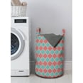 thumbnail image 3 of Ethnic Laundry Bag, Abstract Concept Along Repetitive Pink and Blue Quatrefoils and Colorful Dots, Hamper Basket with Handles Drawstring Closure for Laundromats, 13" x 19", Multicolor, by Ambesonne, 3 of 4