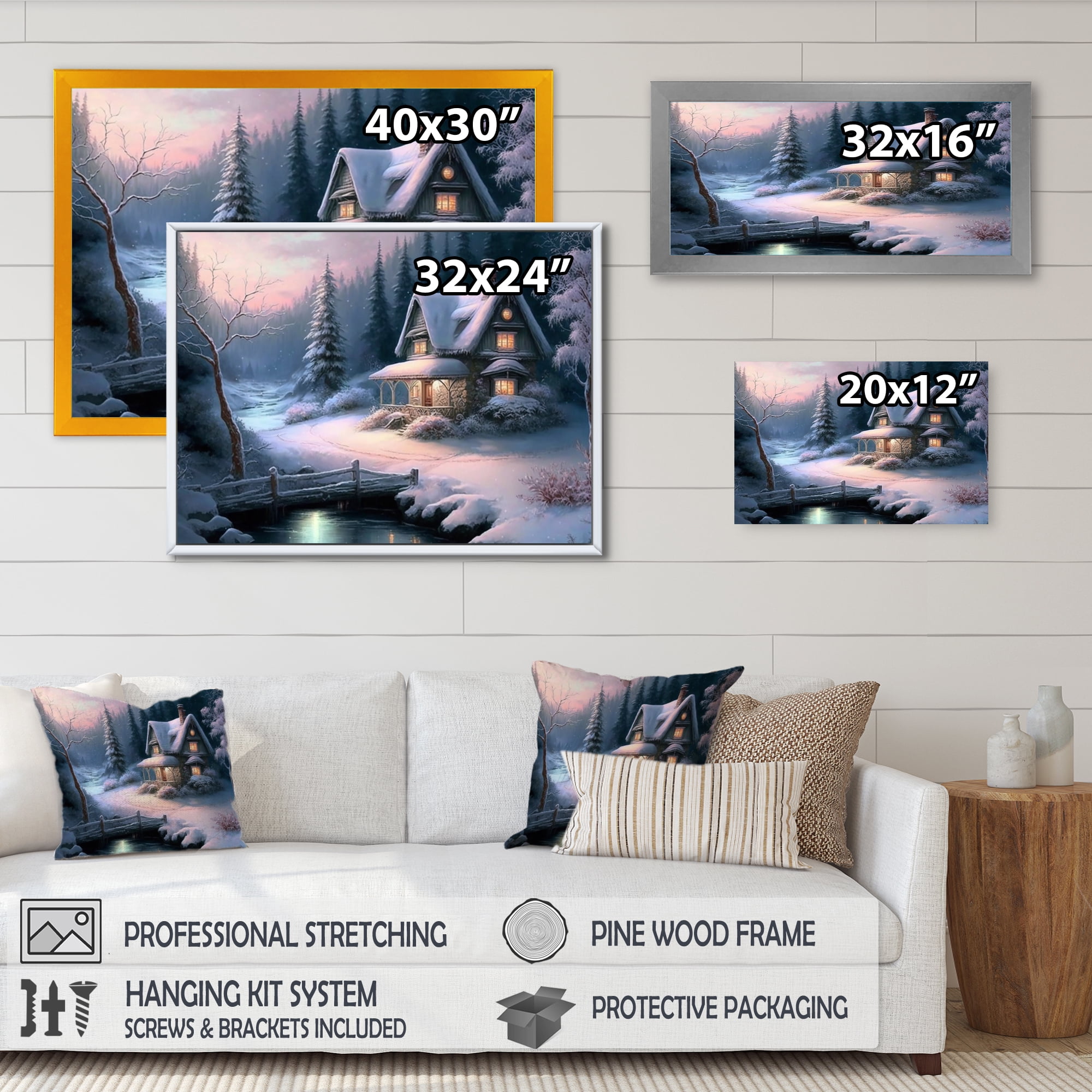 Designart Winter Scene Farmhouse Canvas Wall Art