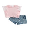thumbnail image 1 of EIMELI Bébé Enfants Filles Shorts Ensemble Sans Manches Col Rond Patchwork Débardeur avec Short Tenue d'Été, 1 of 7
