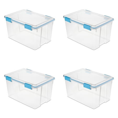 Sterilite 54 Qt. Gasket Box Plastic, Blue Aquarium, Set of 4