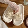 thumbnail image 1 of Pantuflas con lazo en forma de corazón para niña, esbeltas y dulces, para verano, para mujer, para el baño, para el hogar, sandalias transparentes antideslizantes con cristales, 1 of 4