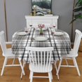 thumbnail image 2 of Black Gray and White Checkered Pattern Round Tablecloth 60"x60",Wrinkle Wipeable Table Cloth for Kitchen Dining Room Picnic Patio Party, 2 of 6