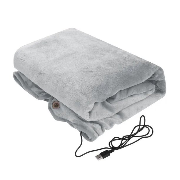 Manta de viaje con calefacción recargable, 5V, lavable a máquina, franela suave, portátil, USB, eléctrica