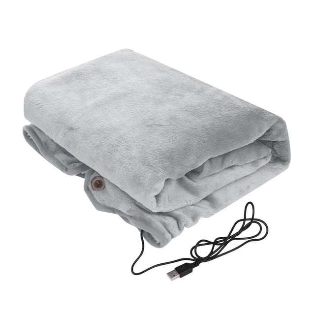 Manta de viaje con calefacción recargable, 5V, lavable a máquina, franela suave, portátil, USB, eléctrica