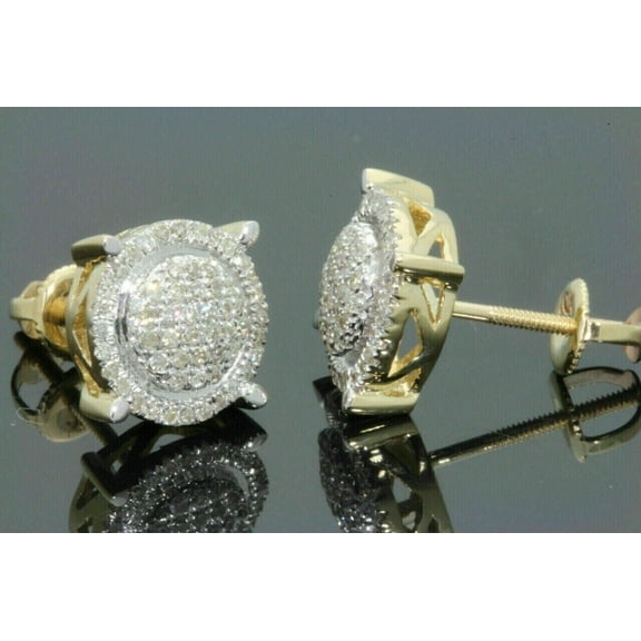 Elegant Men's Stud Earrings 3Ct Round Cut Lab Created VVS1/D Diamond Screw Back 14K Yellow Gold Plated 925 Silver