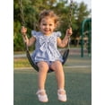 thumbnail image 3 of Loicainy Toddler Baby Girl Summer Outfits 6 12 18 24 Months 2T 3T 4T Plaid Bowknot Front Fly Sleeve Crew Neck Tops Elastic Waist Shorts 2Pcs Clothes Set, 3 of 9