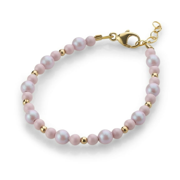 Baby Bracelet With Shades Of Pink Austrian Pearls, 14kt Gold Filled Beads (B2117)