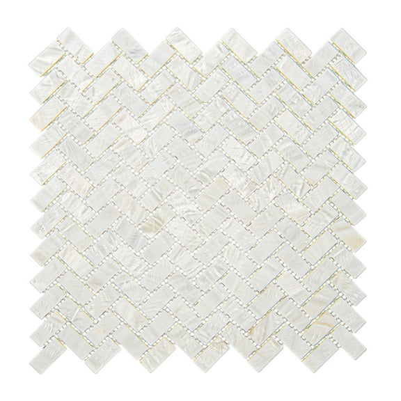 Art3d Rectangle Rectangle White with Seams 12 in. x 12 in. Mother of Pearl Tile (1-Pack)