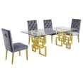 thumbnail image 1 of Rectangular Clear Glass 5pc Dining Set with Gold Stainless Steel Base, 1 of 4
