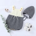 thumbnail image 3 of Fashionable Infant Knitted Romper Set, Baby Boys Girls Summer Autumn Simple Style Color Matching Sleeveless Suspender Jumpsuit + Solid Color Hat Kit, 3 of 5