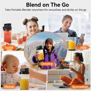 Portable Blender, 6000mAh Portable Juicer with USB Rechargeable for Shakes and Smoothies, BPA Free 24 oz Juicer Cup with 6 Blades and Lid, 360W Self Cleaning Personal Blender for Home/Office/Travel
