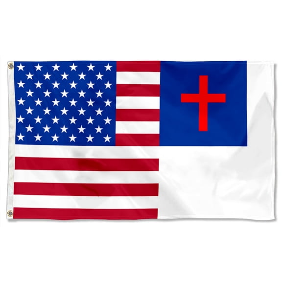 Cayyon Christian Flag 3x5Feet Christian And American Grommet Flag Banner with 2 Brass Grommets