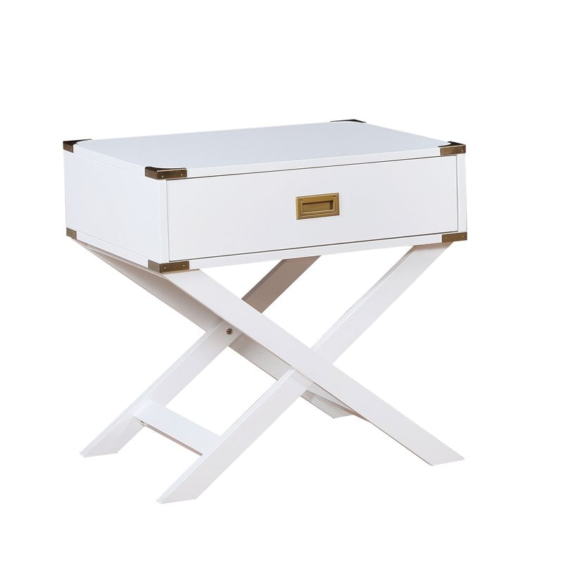 Furniture Of America Nenol Modern X Shape Legs End Table In White