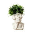 thumbnail image 5 of Ceramic Skull Planters, White Skeleton Bust Flower Pots, Halloween Tabletop Decor for Small Plants, 5 of 7