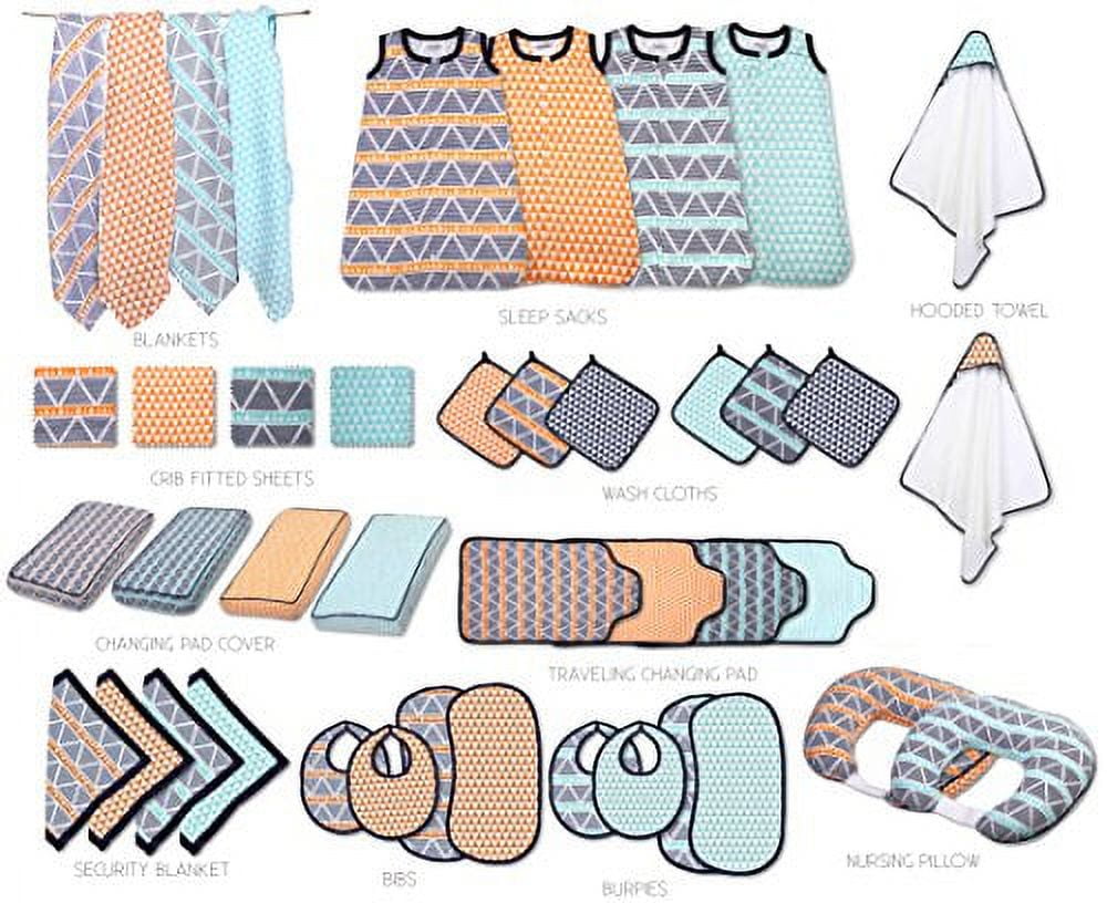 Bacati - Tribal/Aztec Muslin Quilted Changing Pad Cover (Small Triangles, Navy)