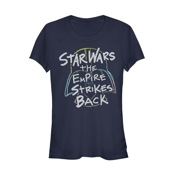 Junior's Star Wars Empire Strikes Back Crayon Outline Graphic Tee Navy Blue 2X Large