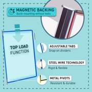 Djois by Tarifold Magnetic Wall Mount Reference System, Letter Size Document Display Organizer with 10 Double-Sided Pivoting PVC Pockets, Steel Wire Frames, Made in France, Assorted Colors
